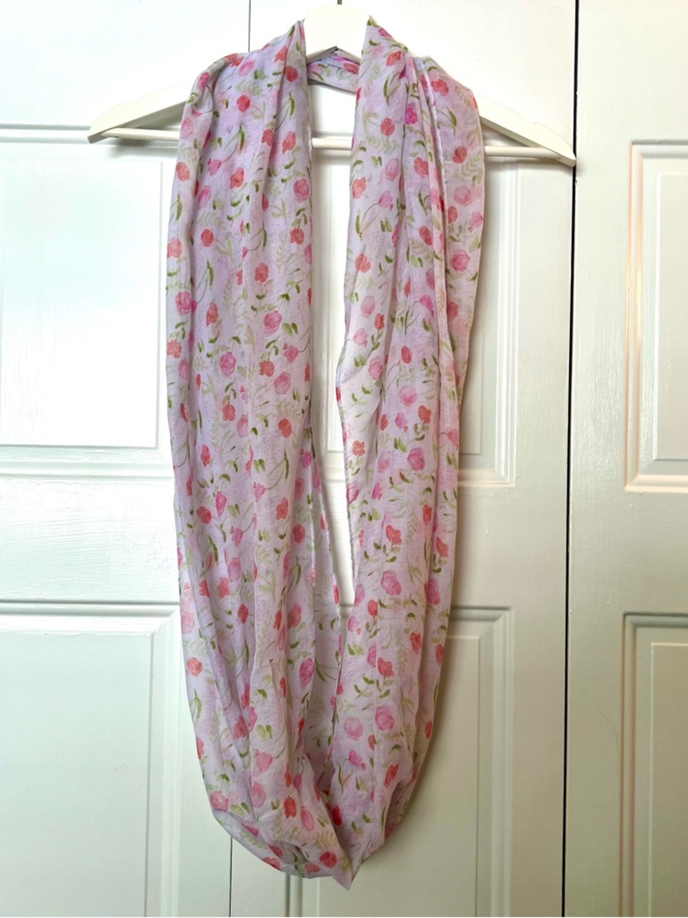 Light Pink Floral Infinity Scarf - Women's Accessory